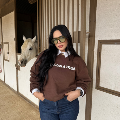 GRACIAS A DIOS Brown Crewneck