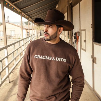 GRACIAS A DIOS Brown Crewneck