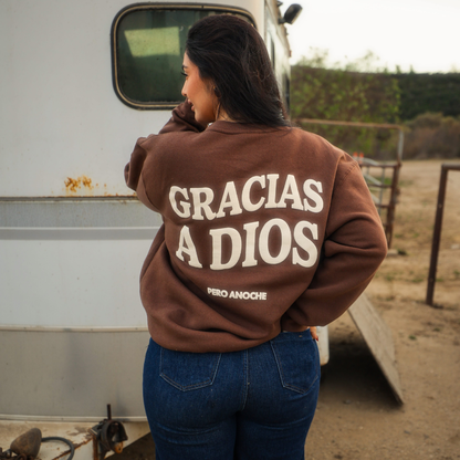 GRACIAS A DIOS Brown Crewneck